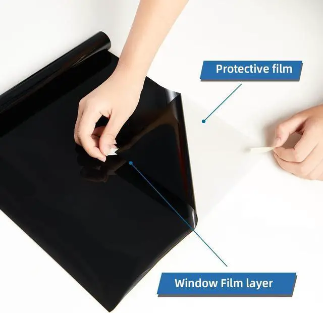 Alt view image 7 of 7 - XIAWEI One Way Window Privacy Film with Tools, 17.5In×6.5Ft, Cosmic Black | Heat Control Window Film, Window Tint Sun Blocking Blackout and UV Protection, Explosion-proof Premium PET Material