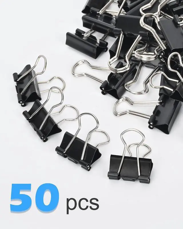 Alt view image 3 of 7 - Binder Clips 50 Pack 0.75 in Small Paper Clips for Office | Paper Binder Clips, Black, Metal, Paper Clamps, for Organizing Files, Notes, Documents, Office, Home and School Use