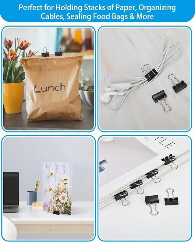 Alt view image 4 of 7 - Binder Clips 50 Pack 0.75 in Small Paper Clips for Office | Paper Binder Clips, Black, Metal, Paper Clamps, for Organizing Files, Notes, Documents, Office, Home and School Use