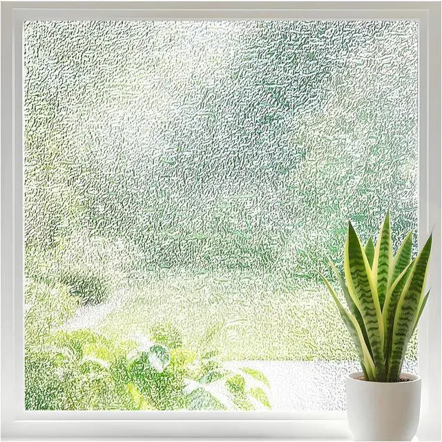 Main image of Frosted Glass Window Privacy Film with Ice Vein, 17.5'' x 78.7'' | Non Adhesive, Removable Static Cling, UV Blocking, Decorative Frosting for Kitchen, Bedroom, Office, or on Doors, Pure