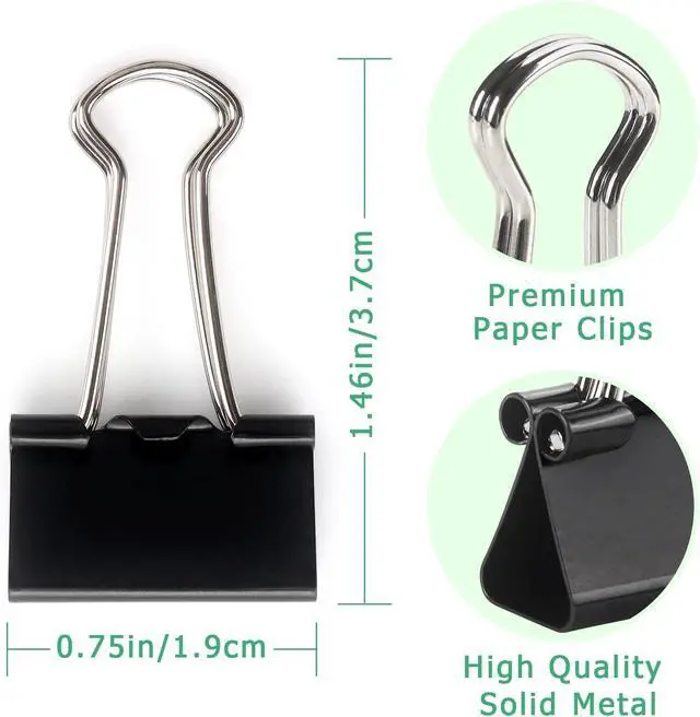 Alt view image 3 of 7 - ZZTX 36 Pack Binder Clips 0.7 Inches Black | Paper Clamps Clips, Durable steel, Rust-resistant, Strong spring