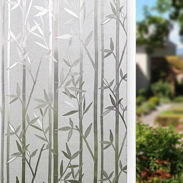 Main image of Finnez Bamboo Window Privacy Film, Frosted Decorative Pattern 17.5" x 78.7" | Static Cling, No Glue, Removable, Reusable, Easy DIY Install, Blocks UV Rays, Decorative for Glass Doors & Windows