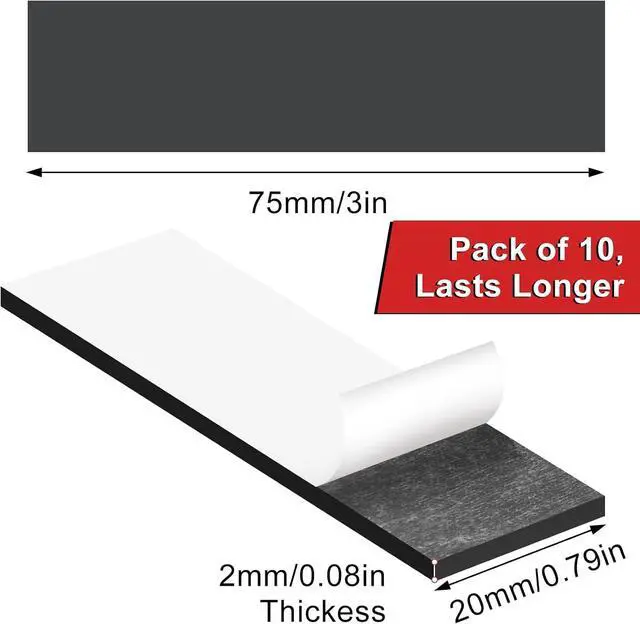 Alt view image 2 of 7 - Magnetic Strips Self Adhesive,10 Pack 3" x 3/4" (75 x20 x 2 mm) Sticky Back Magnet Tapes
