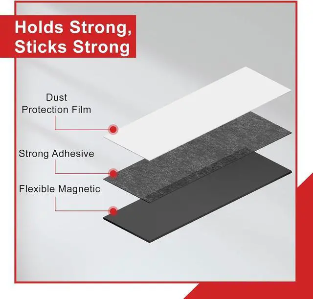 Alt view image 3 of 7 - Magnetic Strips Self Adhesive,10 Pack 3" x 3/4" (75 x20 x 2 mm) Sticky Back Magnet Tapes