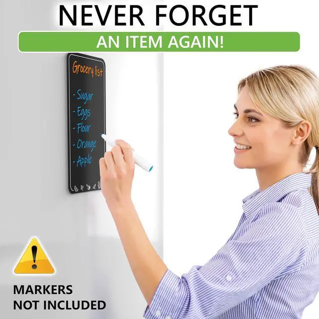 Alt view image 2 of 6 - Dry Erase Board for Fridge 4.5 x 8.5 in - Magnetic Chalkboard for Fridge Whiteboard Magnet Black Shopping List - Fridge Magnetic Board Small Refrigerator Grocery List - Fridge Reminder Board