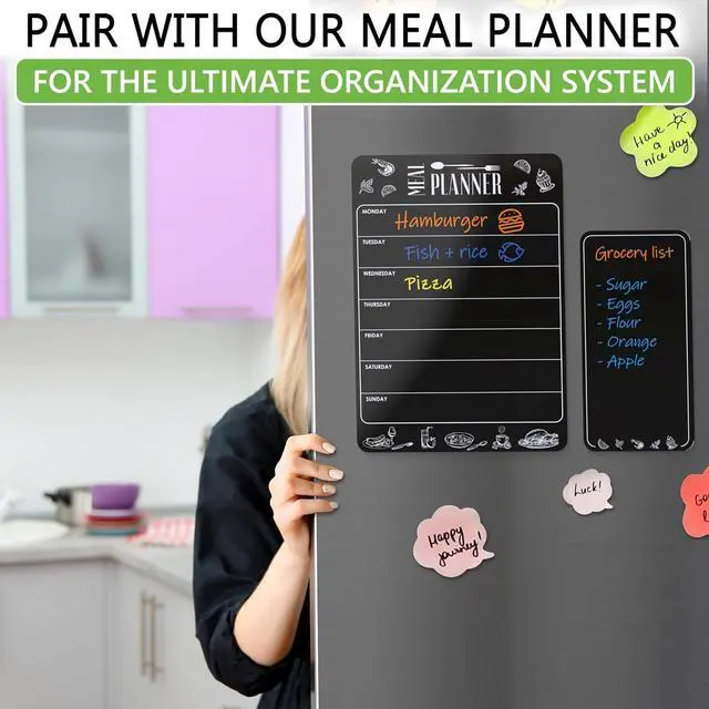 Alt view image 6 of 6 - Dry Erase Board for Fridge 4.5 x 8.5 in - Magnetic Chalkboard for Fridge Whiteboard Magnet Black Shopping List - Fridge Magnetic Board Small Refrigerator Grocery List - Fridge Reminder Board