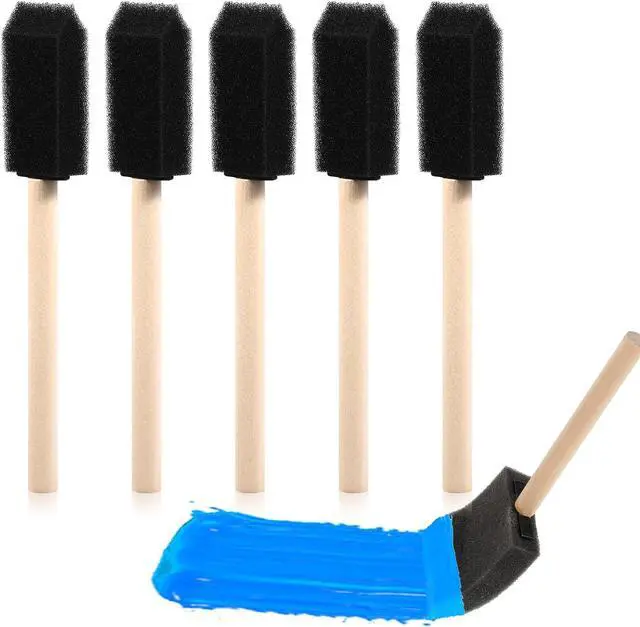Main image of Foam Paint Brushes, 5Pcs 1" Sponge Brushes for Painting Wood Handle Sponge Paint Brush for Staining, DIY Craft, Varnishes Painting and Cleaning
