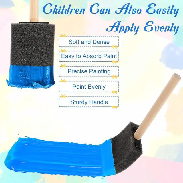 Alt view image 4 of 7 - Foam Paint Brushes, 5Pcs 1" Sponge Brushes for Painting Wood Handle Sponge Paint Brush for Staining, DIY Craft, Varnishes Painting and Cleaning