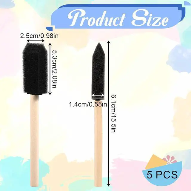 Alt view image 2 of 7 - Foam Paint Brushes, 5Pcs 1" Sponge Brushes for Painting Wood Handle Sponge Paint Brush for Staining, DIY Craft, Varnishes Painting and Cleaning