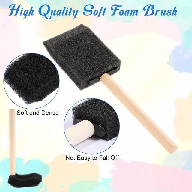 Alt view image 3 of 7 - Foam Paint Brushes, 5Pcs 1" Sponge Brushes for Painting Wood Handle Sponge Paint Brush for Staining, DIY Craft, Varnishes Painting and Cleaning