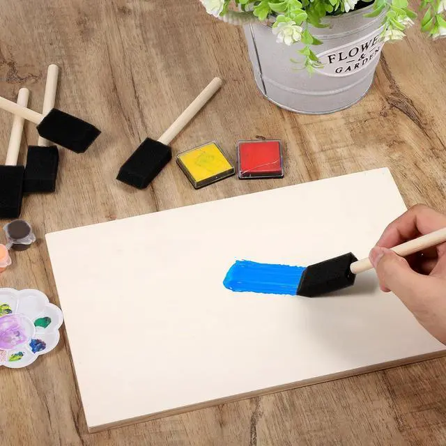 Alt view image 5 of 7 - Foam Paint Brushes, 5Pcs 1" Sponge Brushes for Painting Wood Handle Sponge Paint Brush for Staining, DIY Craft, Varnishes Painting and Cleaning