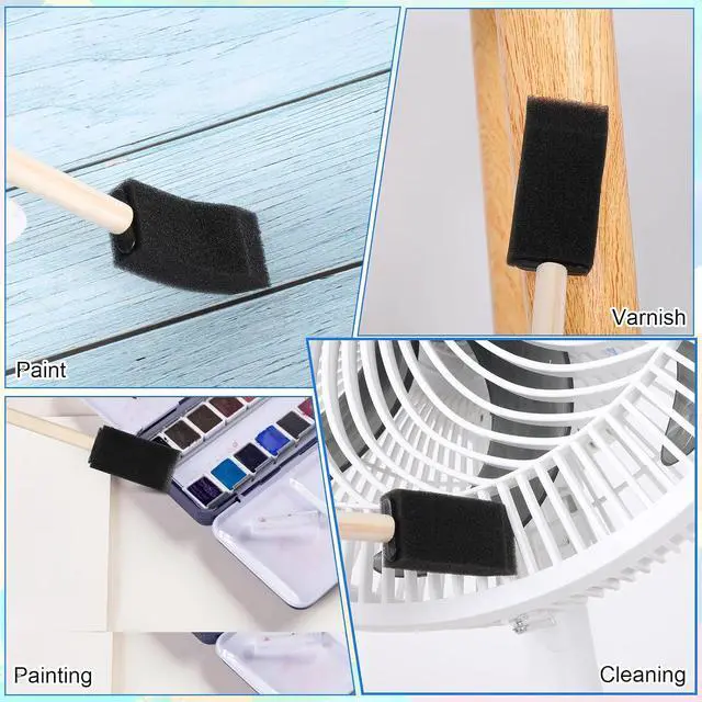 Alt view image 7 of 7 - Foam Paint Brushes, 5Pcs 1" Sponge Brushes for Painting Wood Handle Sponge Paint Brush for Staining, DIY Craft, Varnishes Painting and Cleaning