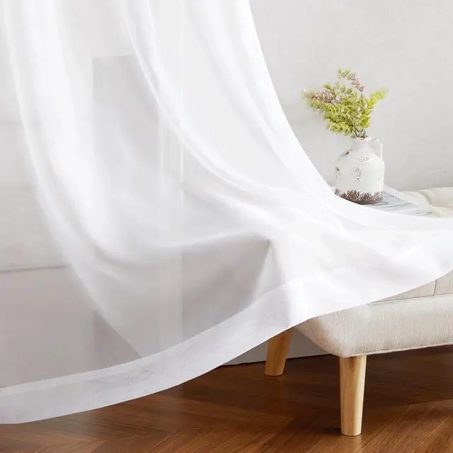 Alt view image 6 of 7 - NICETOWN White Sheer Curtains 84 inches Long - Home Decoration Grommet Airy & Lightweight Elegant Window Treatments with Light Filtering for Bedroom/Living Room (2 Panels, W54 x L84)