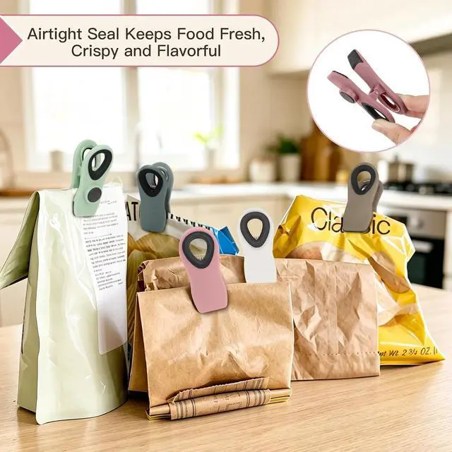 Alt view image 5 of 6 - TACGEA 12 Pack Bag Clips, Magnetic Chip Clips, Neutral Colors | Heavy Duty Plastic Clips for Office, Paper Sheets, Refrigerator