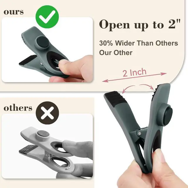 Alt view image 2 of 6 - TACGEA 12 Pack Bag Clips, Magnetic Chip Clips, Neutral Colors | Heavy Duty Plastic Clips for Office, Paper Sheets, Refrigerator