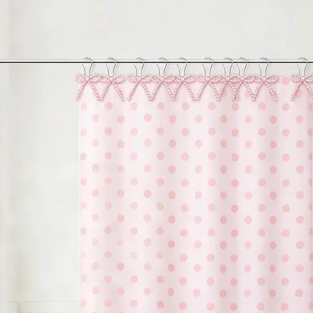 Alt view image 6 of 7 - Shower Curtain Hooks Pink, 12 Pack Pink Shower Curtain Hooks with Cute Bow Charms, Cute Shower Hooks Bows for Girl Shower Curtain Decor, Aesthetic Shower Hooks for Bathroom