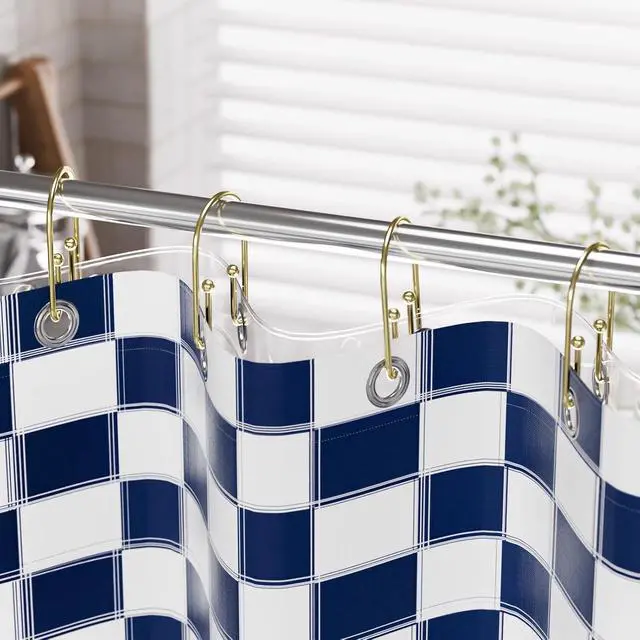 Alt view image 6 of 7 - AmazerBath Shower Curtain Hooks, Gold Shower Curtain Hooks Rust Proof, Non-Slip Simple Double Hook Shower Curtain Hooks for Shower Curtain, Sturdy Shower Curtain Rings, 12Pcs