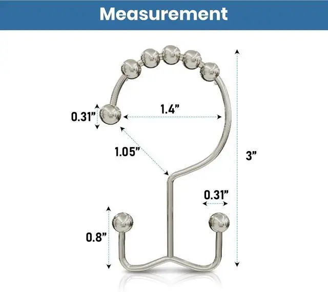 Alt view image 2 of 6 - Utopia Bedding Double Glide Shower Curtain Hooks, 12 Pack, Nickel | Premium rust-resistant shower curtain rings provide reliable performance in bathrooms, guest rooms, and hotels