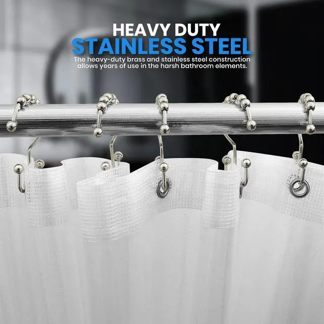 Alt view image 6 of 6 - Utopia Bedding Double Glide Shower Curtain Hooks, 12 Pack, Nickel | Premium rust-resistant shower curtain rings provide reliable performance in bathrooms, guest rooms, and hotels