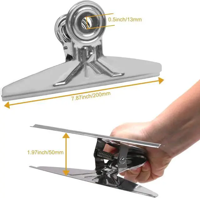 Alt view image 6 of 7 - Coideal Extra Large Bulldog Clips - 2 PCS 20cm Jumbo Stainless Steel XL Bull Binder Paper Clip Clamps for Office (Sliver, 7 7/8 Inch)