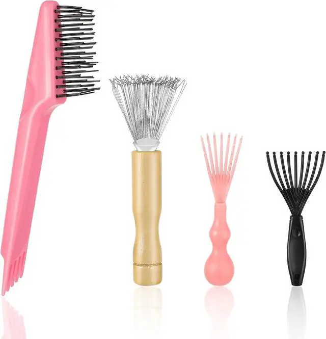 Main image of Nogeqi 4pcs Hair Brush Cleaning Tool, Brush Cleaner Tool, Comb Cleaner, Hairbrush Cleaner Metal Wire Hairbrush Cleaning Tool for Home And Salon Use (4 Style)