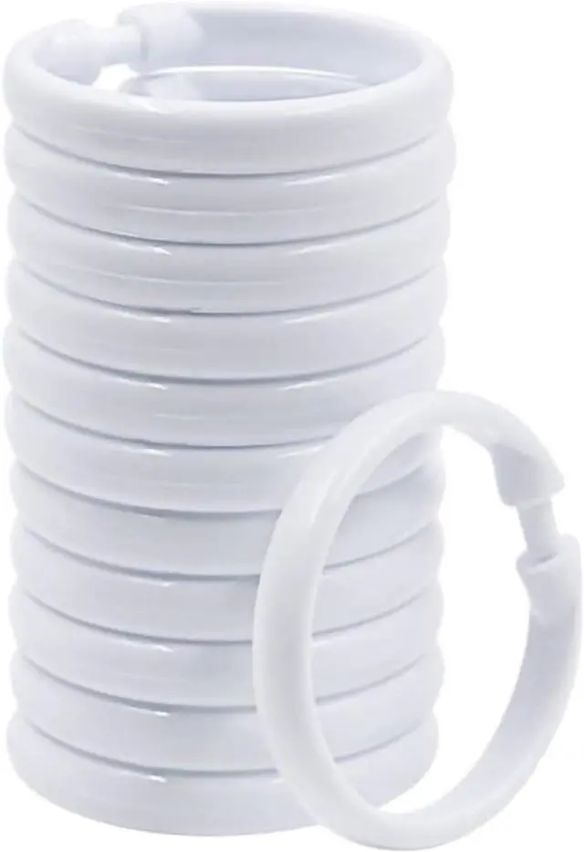 Alt view image 6 of 7 - Plastic Shower Curtain Hooks 12 Pack Clear O-Shaped Rings Glide Smoothly on Bathroom Shower Rod Noise Free Durable Stylish Shower Clips for Curtains Ideal for Home and Bathroom
