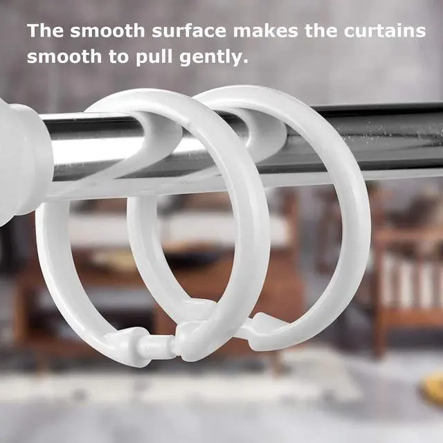 Alt view image 5 of 7 - Plastic Shower Curtain Hooks 12 Pack Clear O-Shaped Rings Glide Smoothly on Bathroom Shower Rod Noise Free Durable Stylish Shower Clips for Curtains Ideal for Home and Bathroom