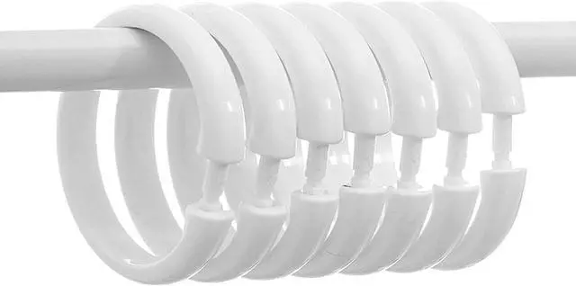 Alt view image 7 of 7 - Plastic Shower Curtain Hooks 12 Pack Clear O-Shaped Rings Glide Smoothly on Bathroom Shower Rod Noise Free Durable Stylish Shower Clips for Curtains Ideal for Home and Bathroom