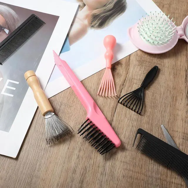 Alt view image 7 of 7 - Nogeqi 4pcs Hair Brush Cleaning Tool, Brush Cleaner Tool, Comb Cleaner, Hairbrush Cleaner Metal Wire Hairbrush Cleaning Tool for Home And Salon Use (4 Style)