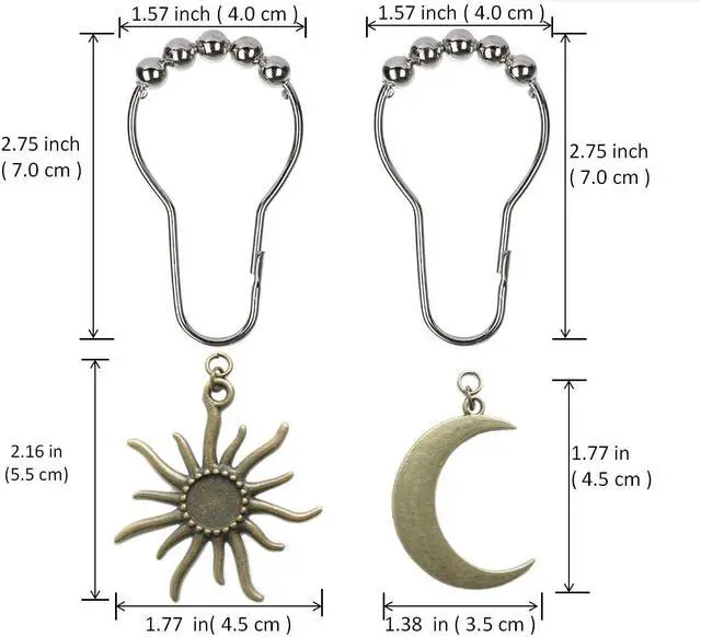 Alt view image 7 of 7 - Sun Moon Celestial Shower Curtain Hooks Rings - Mid Century Abstract Boho Shower Curtain Hooks, Minimalist Vintage Cute Shower Hooks,Chic Mystic Fantasy Goth Nature Bathroom Decor
