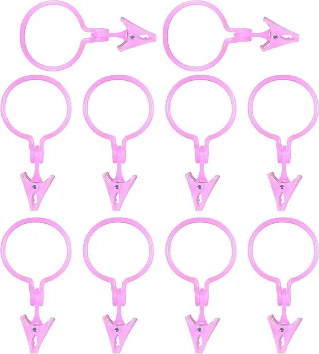 Main image of 10pcs Pink Detachable with Strong Clamping Curtain Hook Fixed Burr-Free Shower Curtain Ring Drape Clip Home Supplies Shower Curtain Hangers