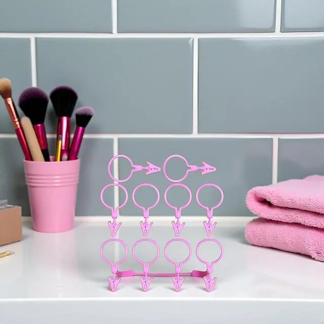 Alt view image 5 of 7 - 10pcs Pink Detachable with Strong Clamping Curtain Hook Fixed Burr-Free Shower Curtain Ring Drape Clip Home Supplies Shower Curtain Hangers
