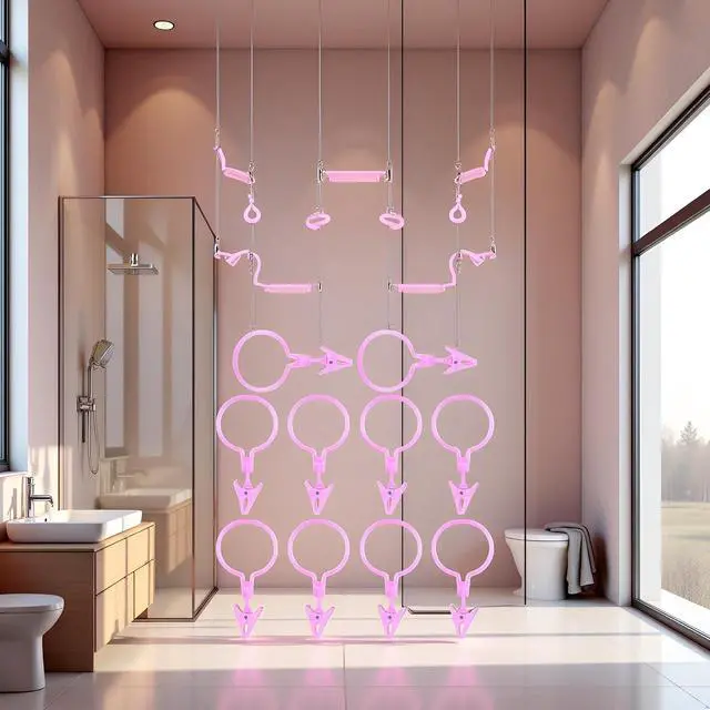Alt view image 6 of 7 - 10pcs Pink Detachable with Strong Clamping Curtain Hook Fixed Burr-Free Shower Curtain Ring Drape Clip Home Supplies Shower Curtain Hangers