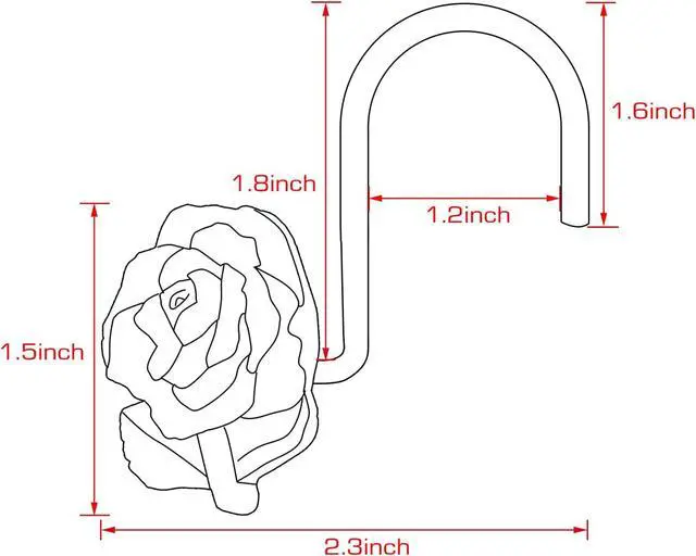 Alt view image 4 of 5 - AGPTEK Rose Shower Curtain Hooks, 12 PCS | Anti Rust, Decorative Vintage Resin Rose, For Bathroom, Baby Room, Bedroom, Living Room