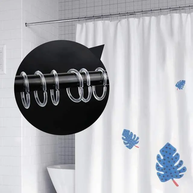 Alt view image 5 of 6 - FANDAMEI 36 Pieces Shower Curtain Rings, Plastic Shower Curtain Hooks Hanger for Bathroom Shower Window Rod, C Shaped Shower Hooks for Shower Curtain