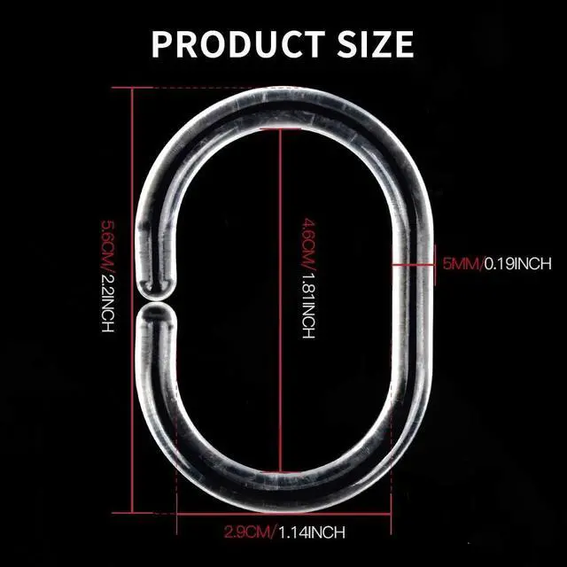 Alt view image 2 of 6 - FANDAMEI 36 Pieces Shower Curtain Rings, Plastic Shower Curtain Hooks Hanger for Bathroom Shower Window Rod, C Shaped Shower Hooks for Shower Curtain