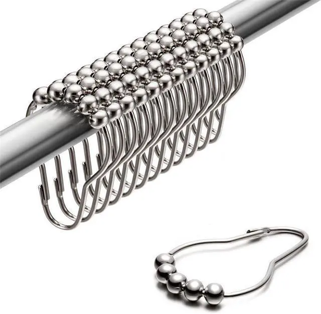 Main image of Uigos Shower Curtain Hooks Rings, Rust-Resistant for Bathroom Shower Rods Shower Hooks - Set of 12, Chrome