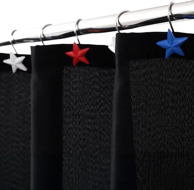 Alt view image 5 of 7 - Patriotic American Flag Star Shower Curtain Hooks: 12 Red White Blue Stars | Decorative Rustproof Hangers for 250th Anniversary, 4th of July, Independence Day, Memorial Day & American Patriotic Decor