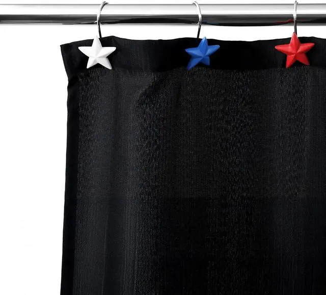 Alt view image 6 of 7 - Patriotic American Flag Star Shower Curtain Hooks: 12 Red White Blue Stars | Decorative Rustproof Hangers for 250th Anniversary, 4th of July, Independence Day, Memorial Day & American Patriotic Decor