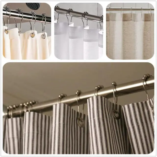 Alt view image 4 of 7 - Uigos Shower Curtain Hooks Rings, Rust-Resistant for Bathroom Shower Rods Shower Hooks - Set of 12, Chrome