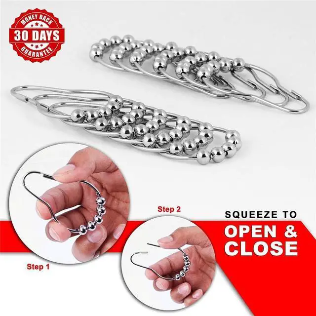 Alt view image 7 of 7 - Uigos Shower Curtain Hooks Rings, Rust-Resistant for Bathroom Shower Rods Shower Hooks - Set of 12, Chrome