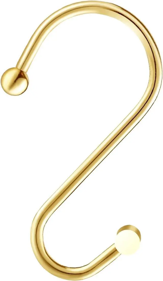 Alt view image 3 of 6 - Gracelife Gold Rust Resistant Metal Shower Curtain Rings, Set of 12, T-Bar Hooks for Shower Rod