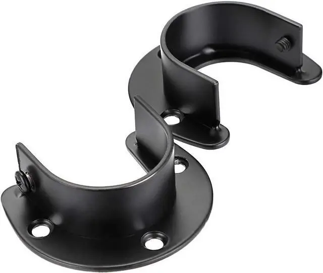 Alt view image 4 of 7 - OwnMy 4 Packs Closet Rod End Supports Brackets 1-1/2" Diameter, Black | U Shaped Stainless Steel Closet Pole Sockets, Flange Rod Holder for Closet Wardrobe Shower Curtain Rod Holders