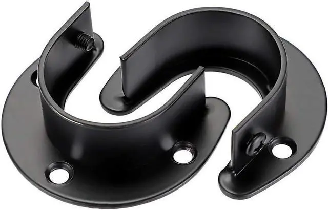 Alt view image 3 of 7 - OwnMy 4 Packs Closet Rod End Supports Brackets 1-1/2" Diameter, Black | U Shaped Stainless Steel Closet Pole Sockets, Flange Rod Holder for Closet Wardrobe Shower Curtain Rod Holders