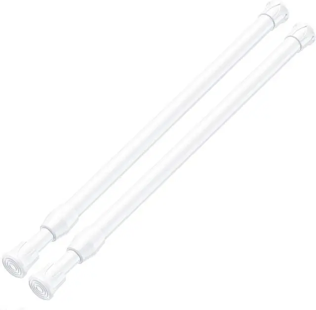 Main image of Spring Tension Curtain Rods 1219 Inch White 2 Pack | No-drill & tool-free setup. Fits windows, kitchens, doorways. Rust-resistant, range 11.41-20.27 in, great for light curtains.
