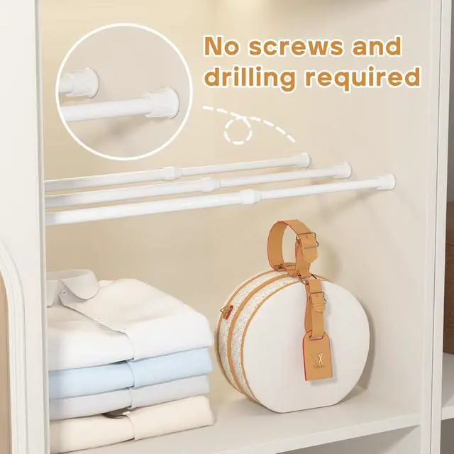 Alt view image 3 of 6 - Spring Tension Curtain Rods 1219 Inch White 2 Pack | No-drill & tool-free setup. Fits windows, kitchens, doorways. Rust-resistant, range 11.41-20.27 in, great for light curtains.