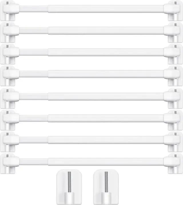 Main image of Jetec 2 Pcs Adjustable Plastic Net Curtain Rod 15.7-27.5 Inch Self Adhesive Shower Curtain Rods for Window Cupboard Bars Tension Drill Less Accessories for Home Bathroom Hotel (White)