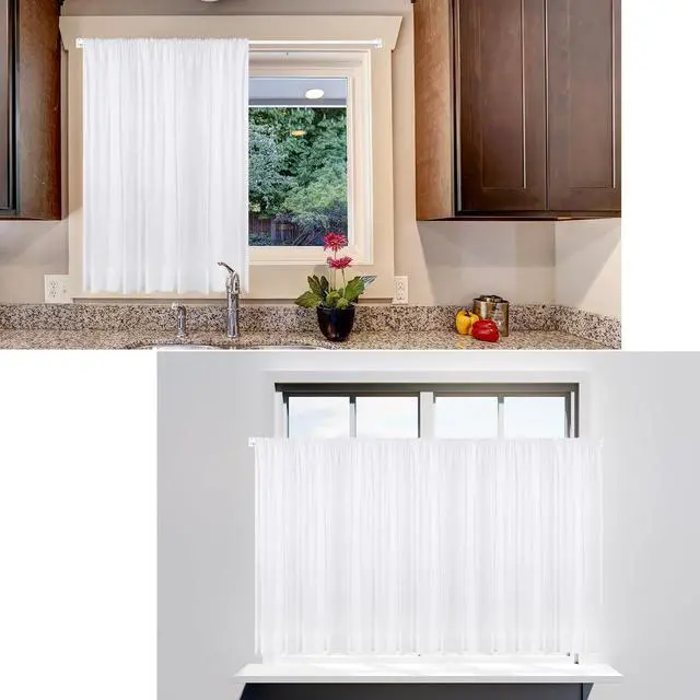 Alt view image 6 of 7 - Jetec 2 Pcs Adjustable Plastic Net Curtain Rod 15.7-27.5 Inch Self Adhesive Shower Curtain Rods for Window Cupboard Bars Tension Drill Less Accessories for Home Bathroom Hotel (White)