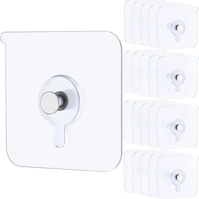 Main image of Uniclife 20 Pcs Adhesive Picture Hooks, No Drill Screw Stickers | 20 lbs load max, 2.2" size, heavy duty picture hangers without nails, hooks for hanging frame hanger, for bathroom kitchen