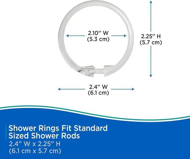 Alt view image 7 of 7 - Kenney KN61218 Rust-Proof Smooth Plastic Shower Curtain Rings for Shower Curtain and Standard Shower Curtain Rod, Bathroom Use, Easy to Snap Closure, Easy to Install, Set of 12, Clear